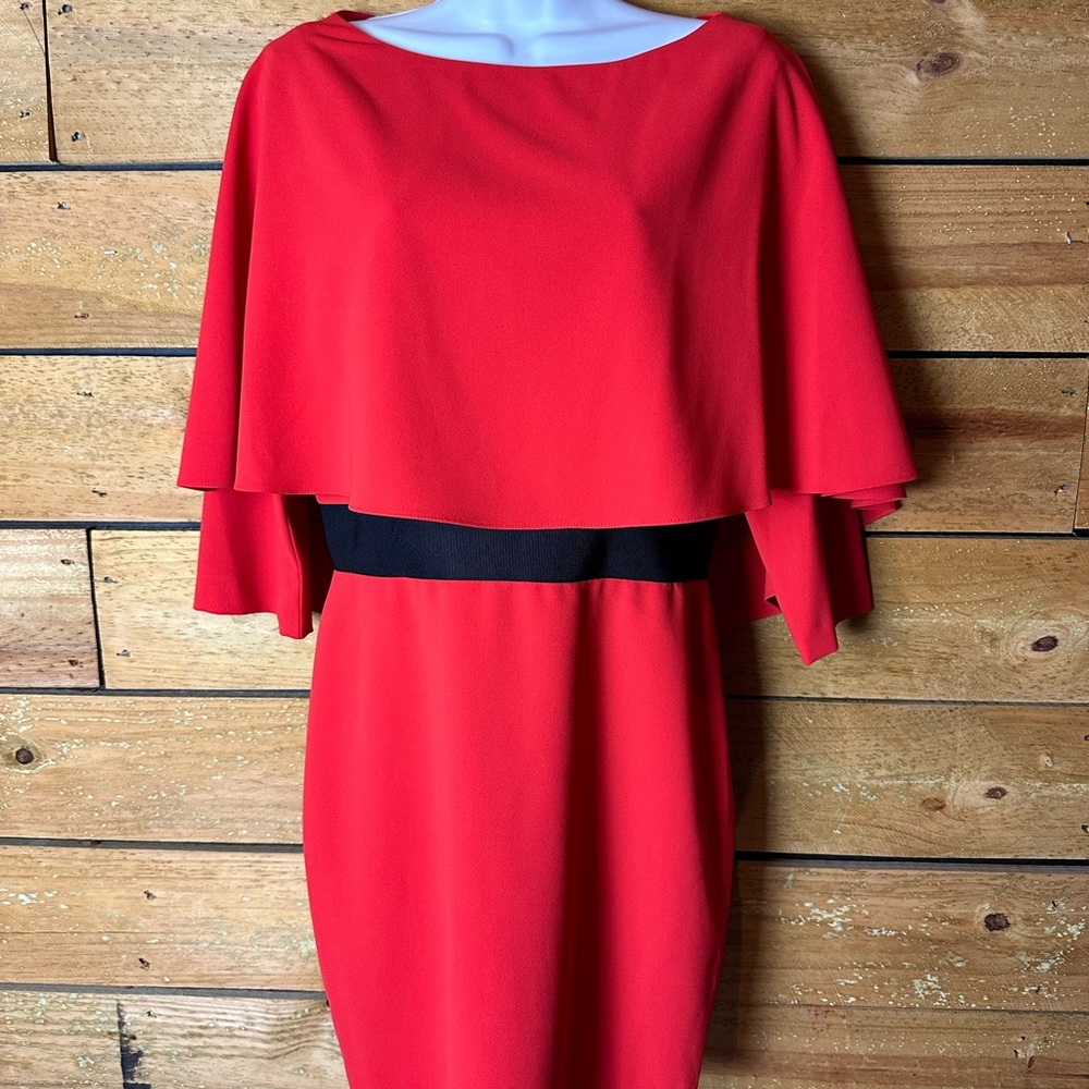 Alice + Olivia Red and Black Midi Dress